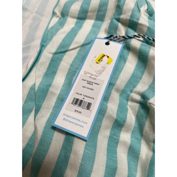 Draper James RSVP Dress Womens Size M Puff Sleeve Turquoise Blue - Picture 3 of 6